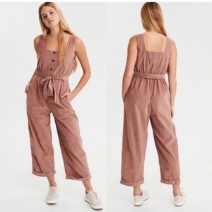 AMERICAN EAGLE Micro Corduroy Tie Waist Jumpsuit
